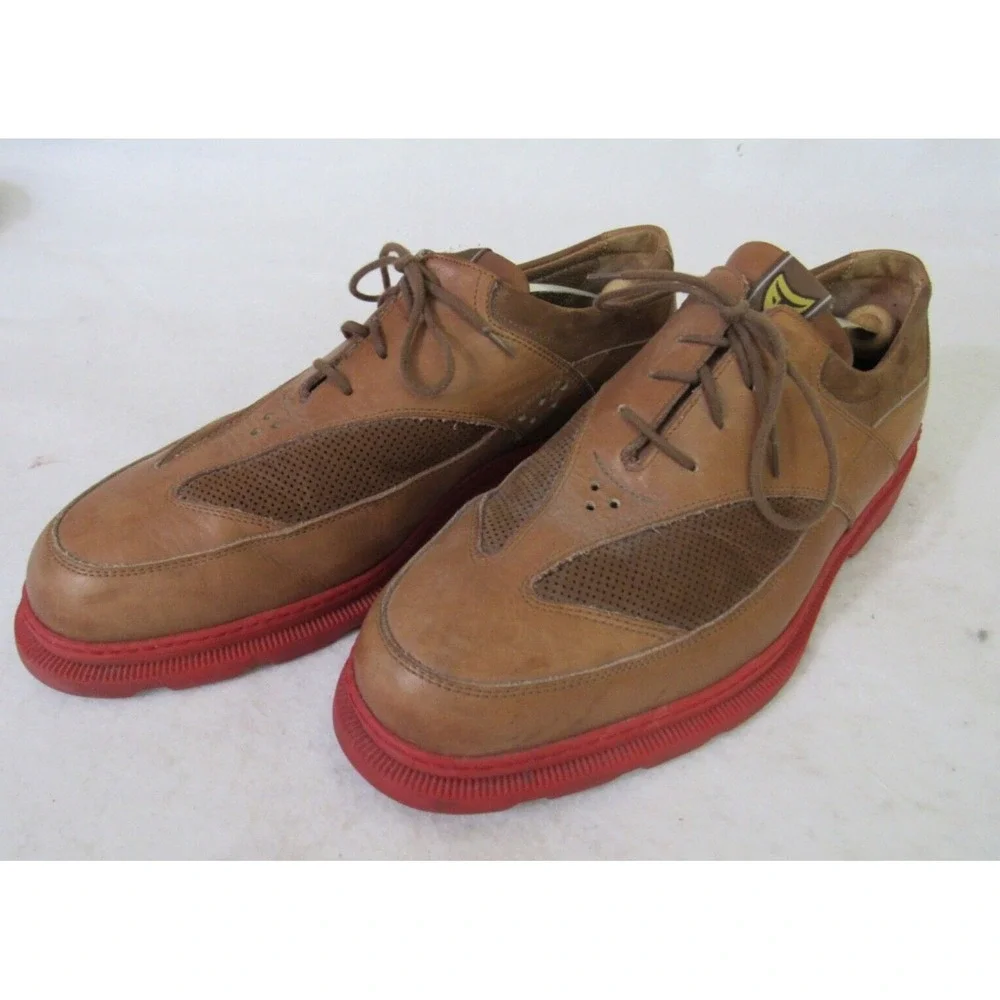 Michael Toschi GX Golf Leather Mesh Shoes Brown Red Sole Size 8.5 Men's‎